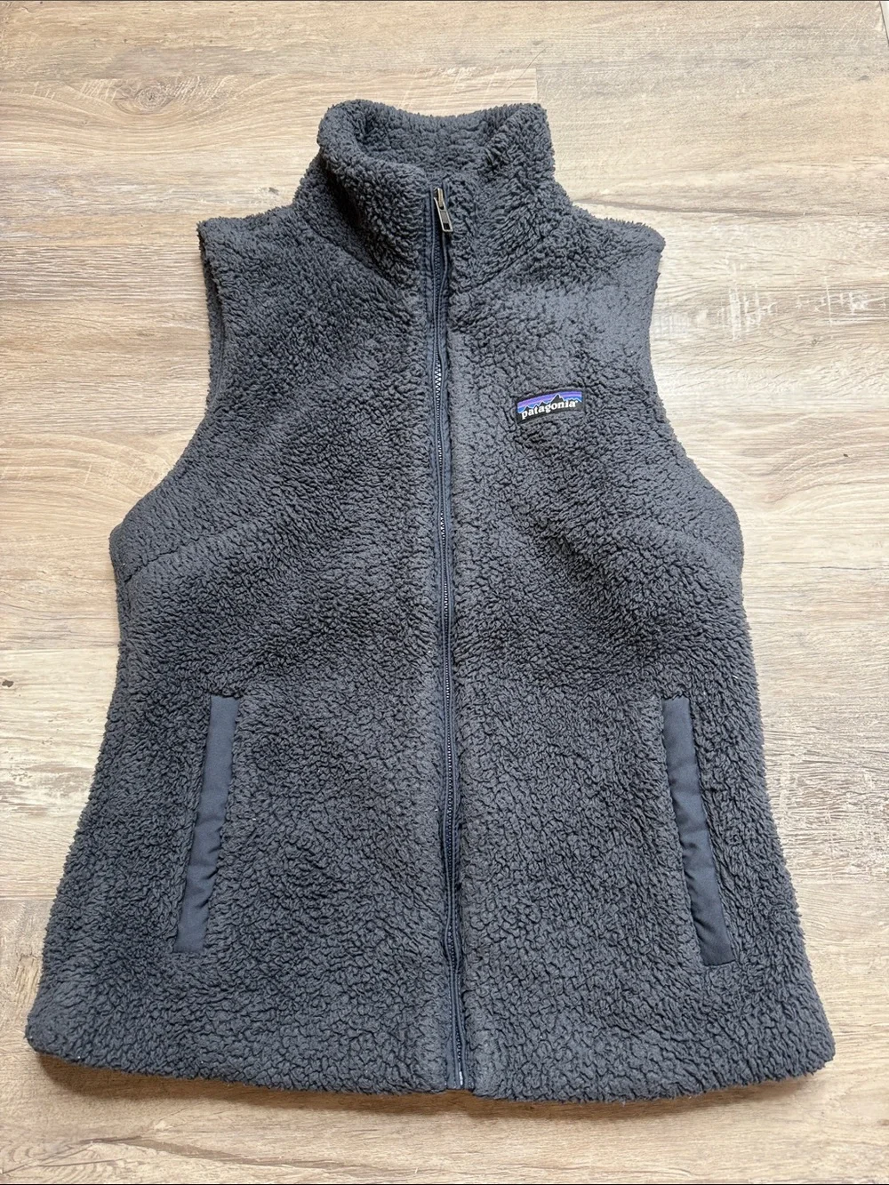 Women’s Patagonia Charcoal Sherpa Fleece Vest - Full Zip Size Small
